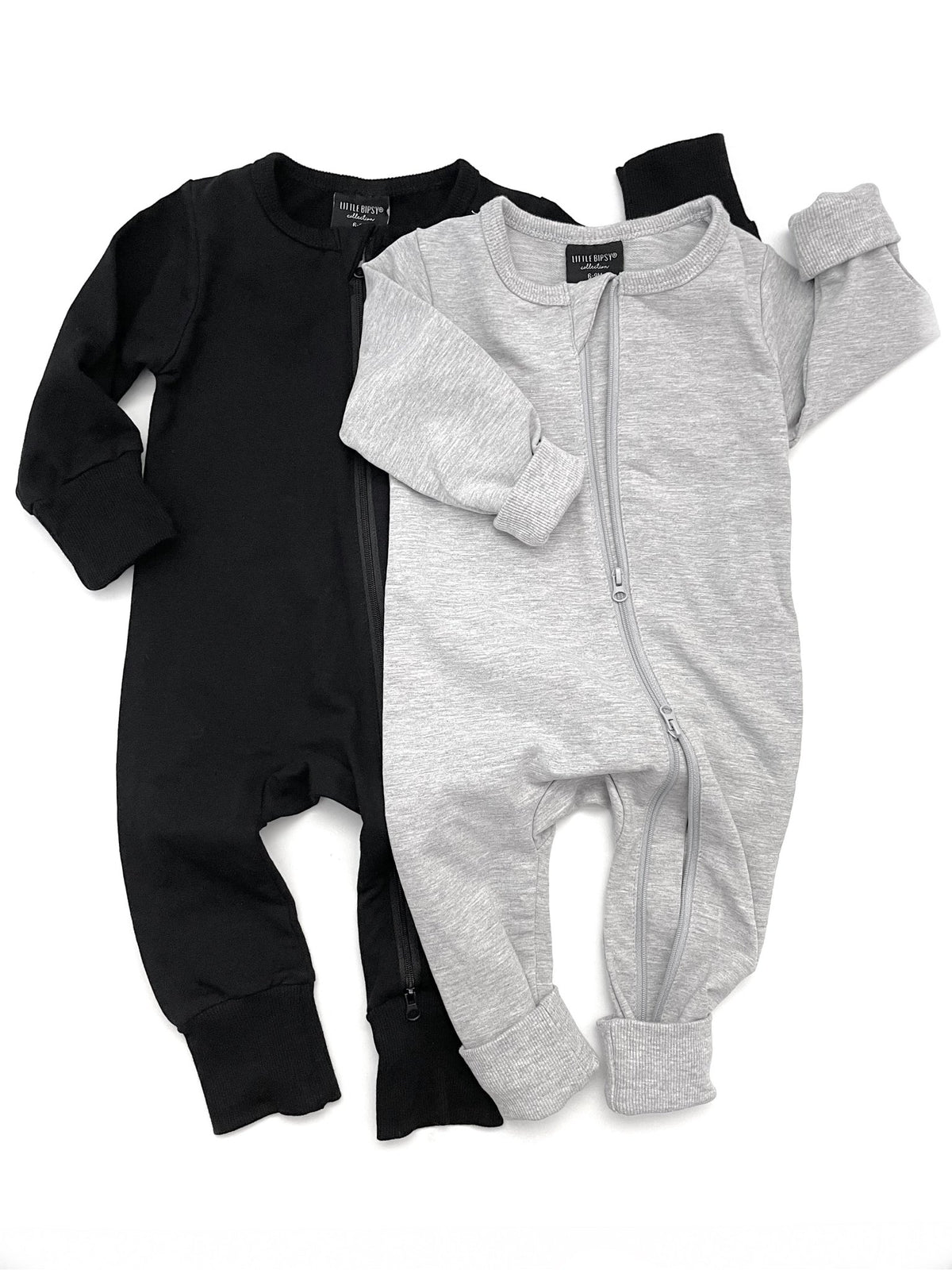 2-Way Zip Romper - Grey - Little Bipsy