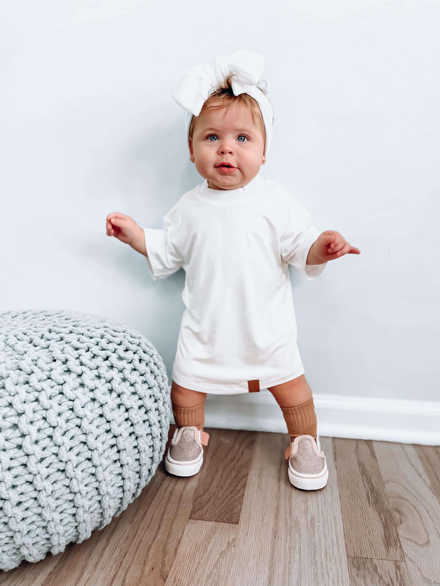 Oversized Bamboo Tee - White - Little Bipsy Collection