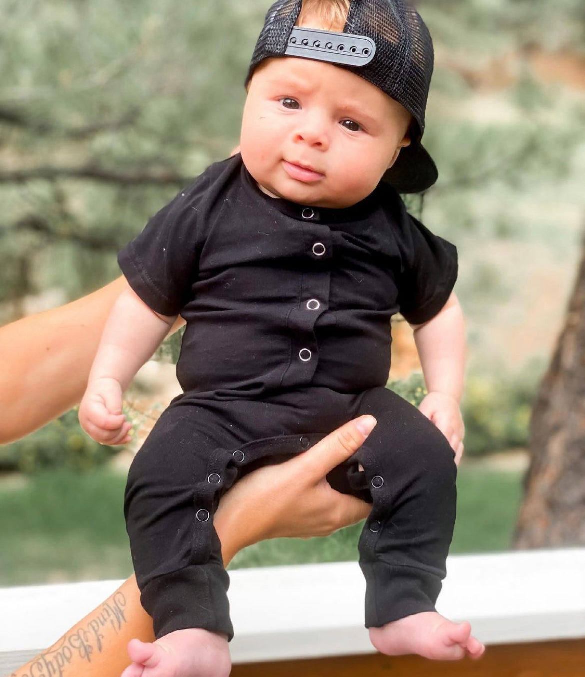 Little Bipsy Black Joggers 2024 And Snap Romper With Front Pouch 0-3 Months Baby