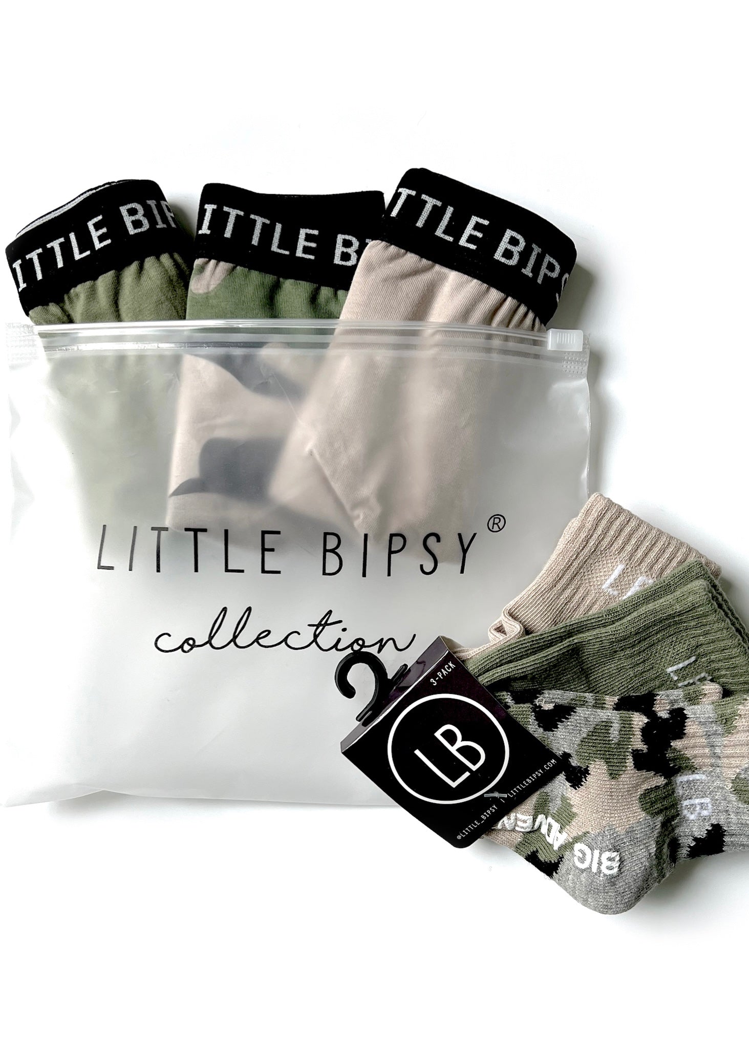 Little bipsy kids comfortable boxer briefs and matching sock pack