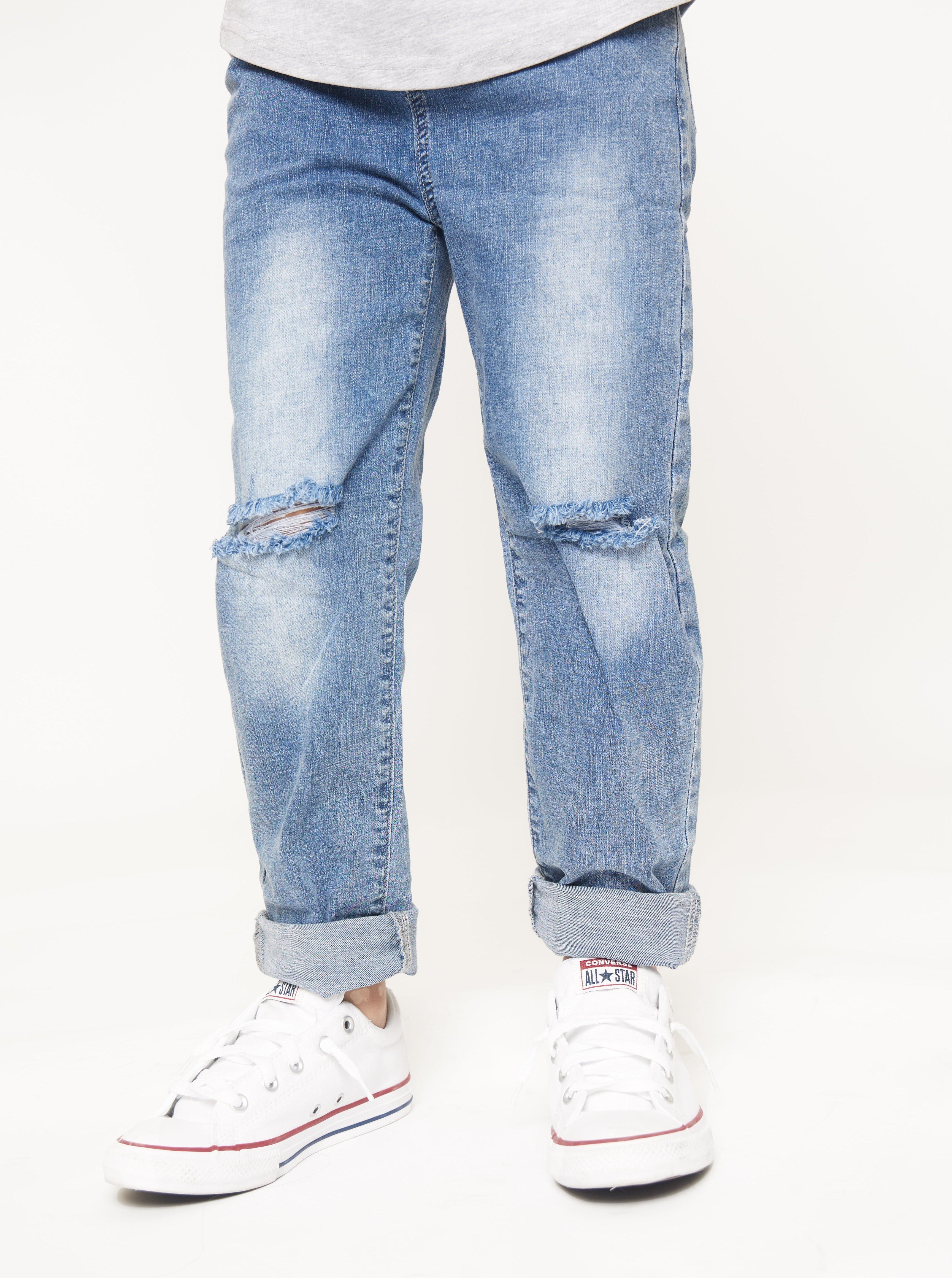 Relaxed Fit Distressed Denim - Little Bipsy Collection