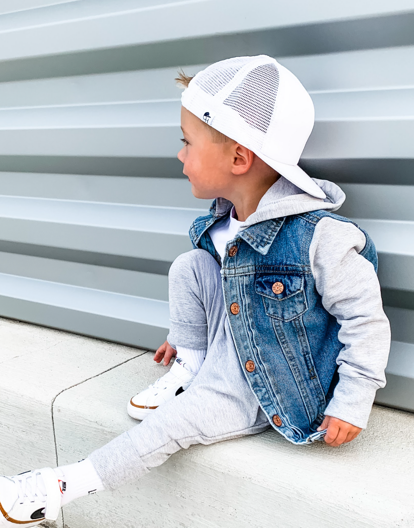 Hooded Denim Jacket - Grey – Little Bipsy Collection