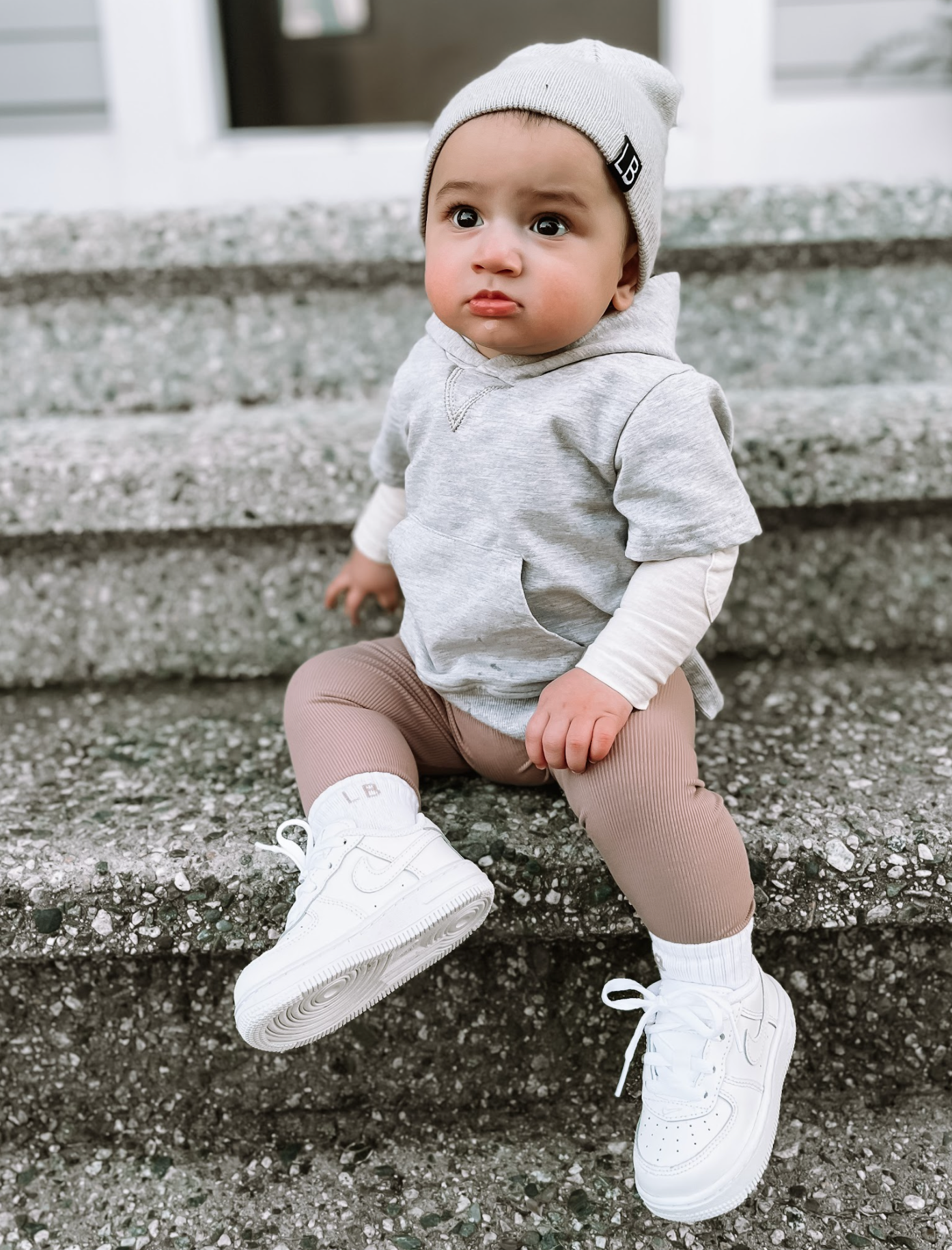 Short Sleeve Hoodie - Grey - Little Bipsy Collection