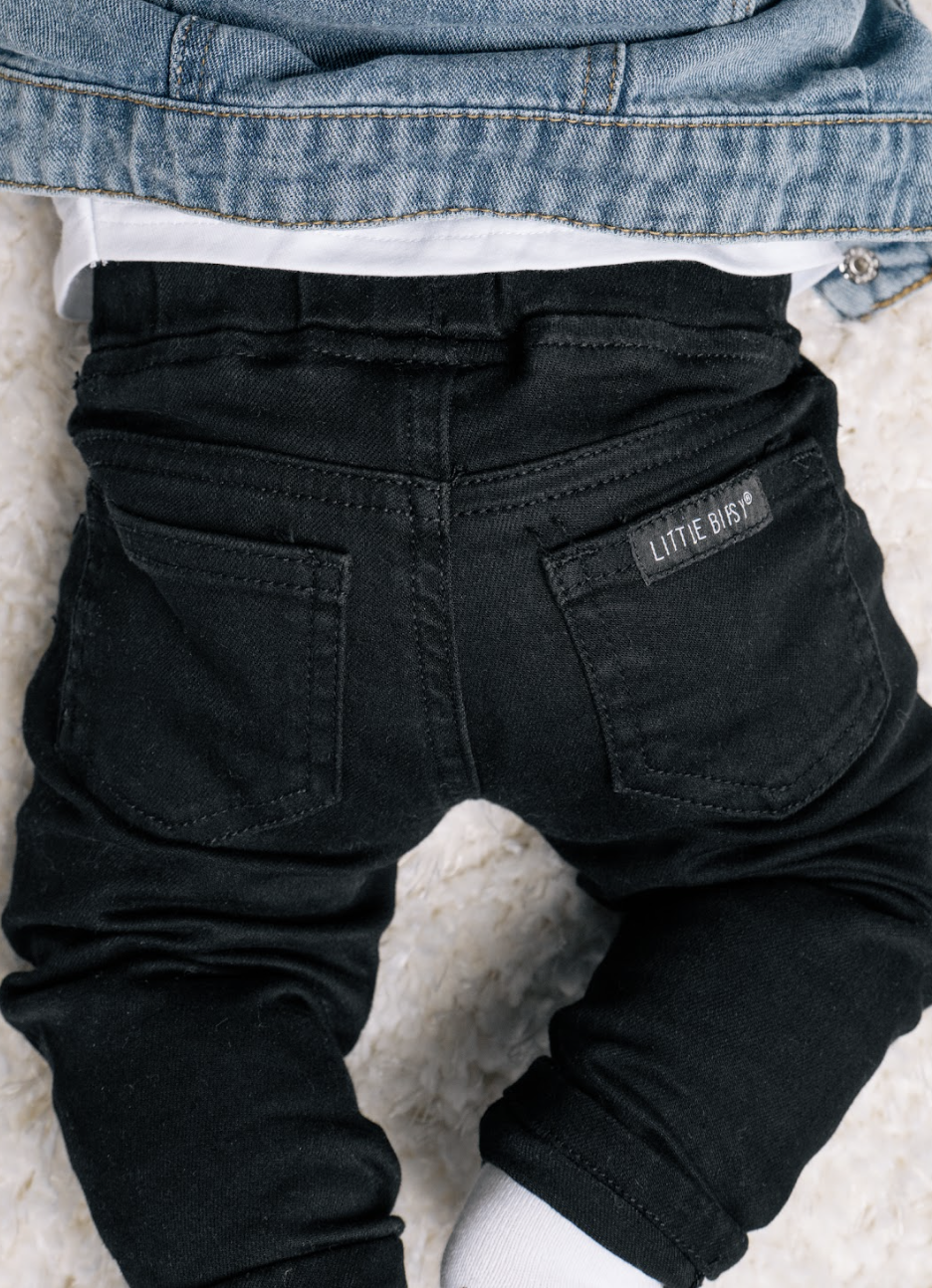 Baby, toddler and kids jeans in black. Brand: little bipsy