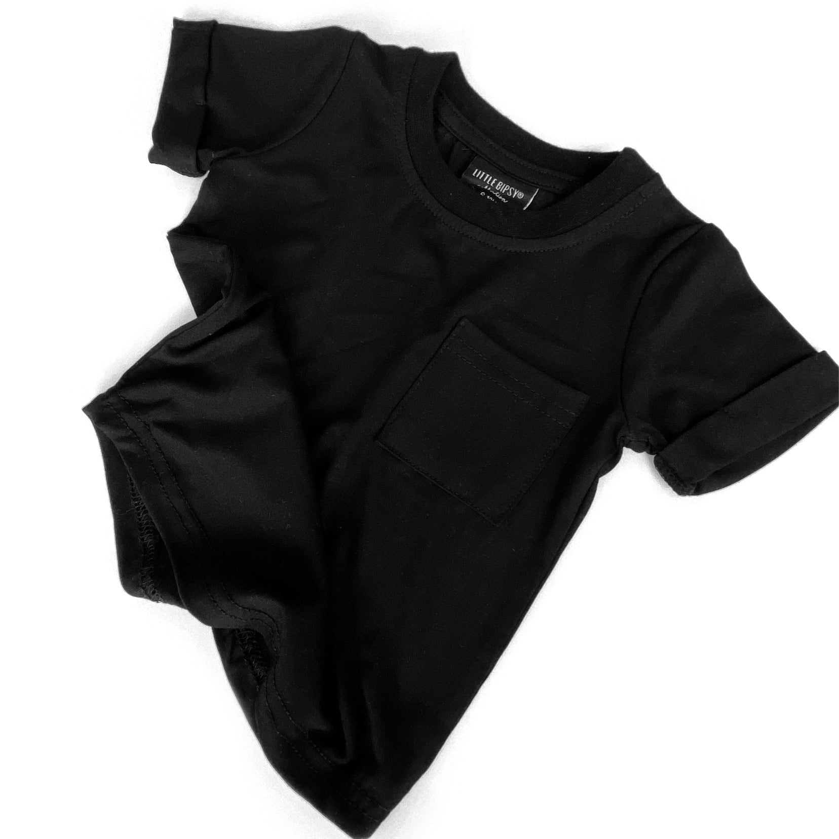 Baby Bamboo Pocket Tee - Black - Little Bipsy