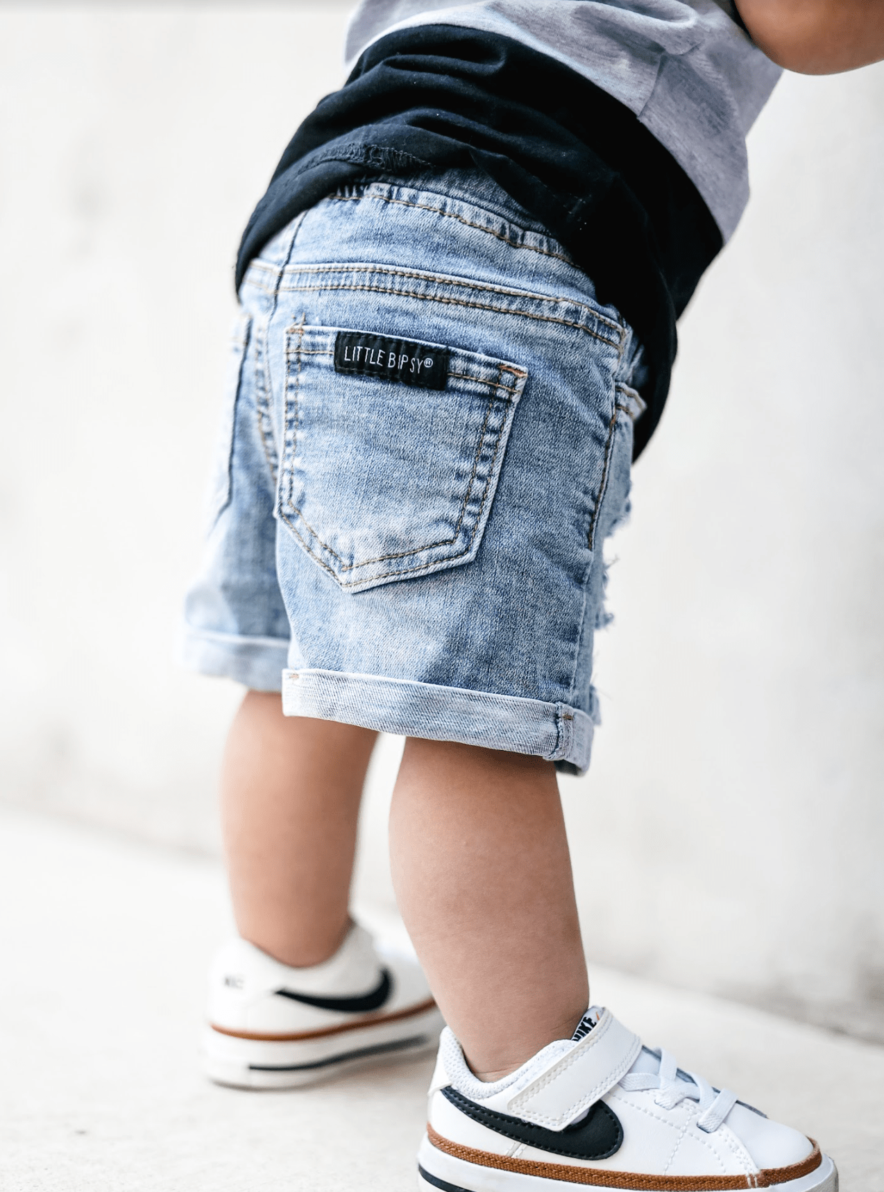 Baby Distressed Denim Short - Little Bipsy