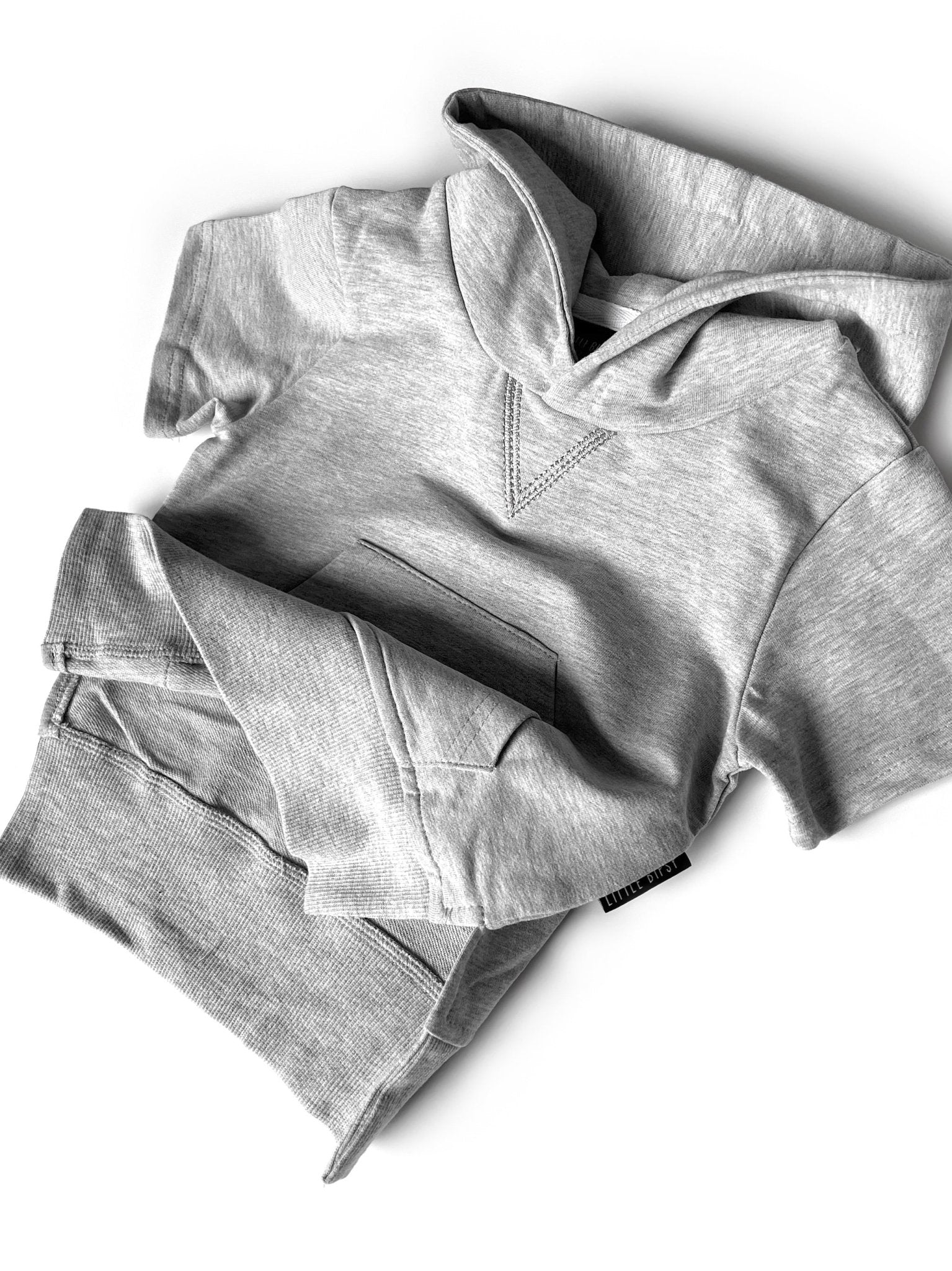 Baby Short Sleeve Hoodie - Grey - Little Bipsy