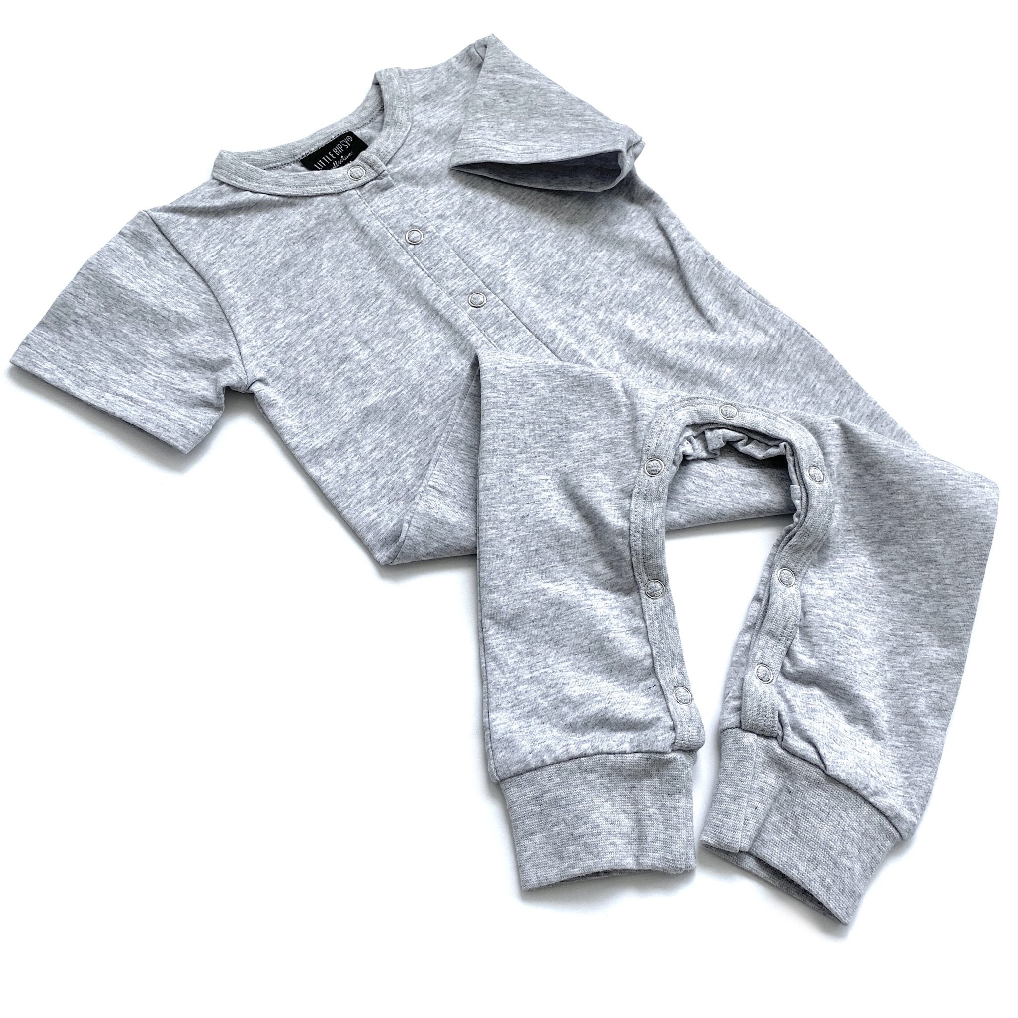 Classic Snap Romper - Grey - Little Bipsy