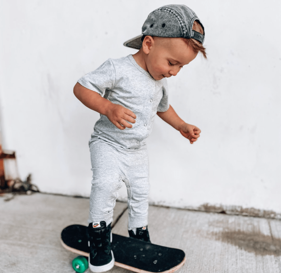 Classic Snap Romper - Grey - Little Bipsy