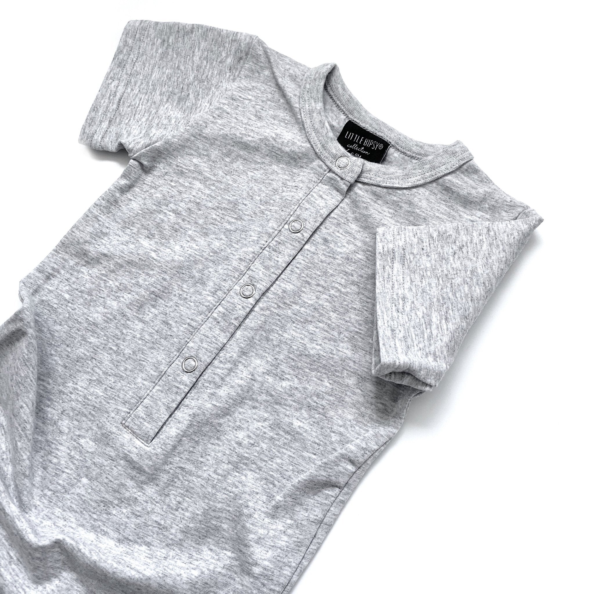 Classic Snap Romper - Grey - Little Bipsy