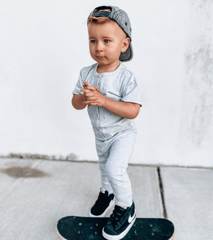 Classic Snap Romper - Grey - Little Bipsy