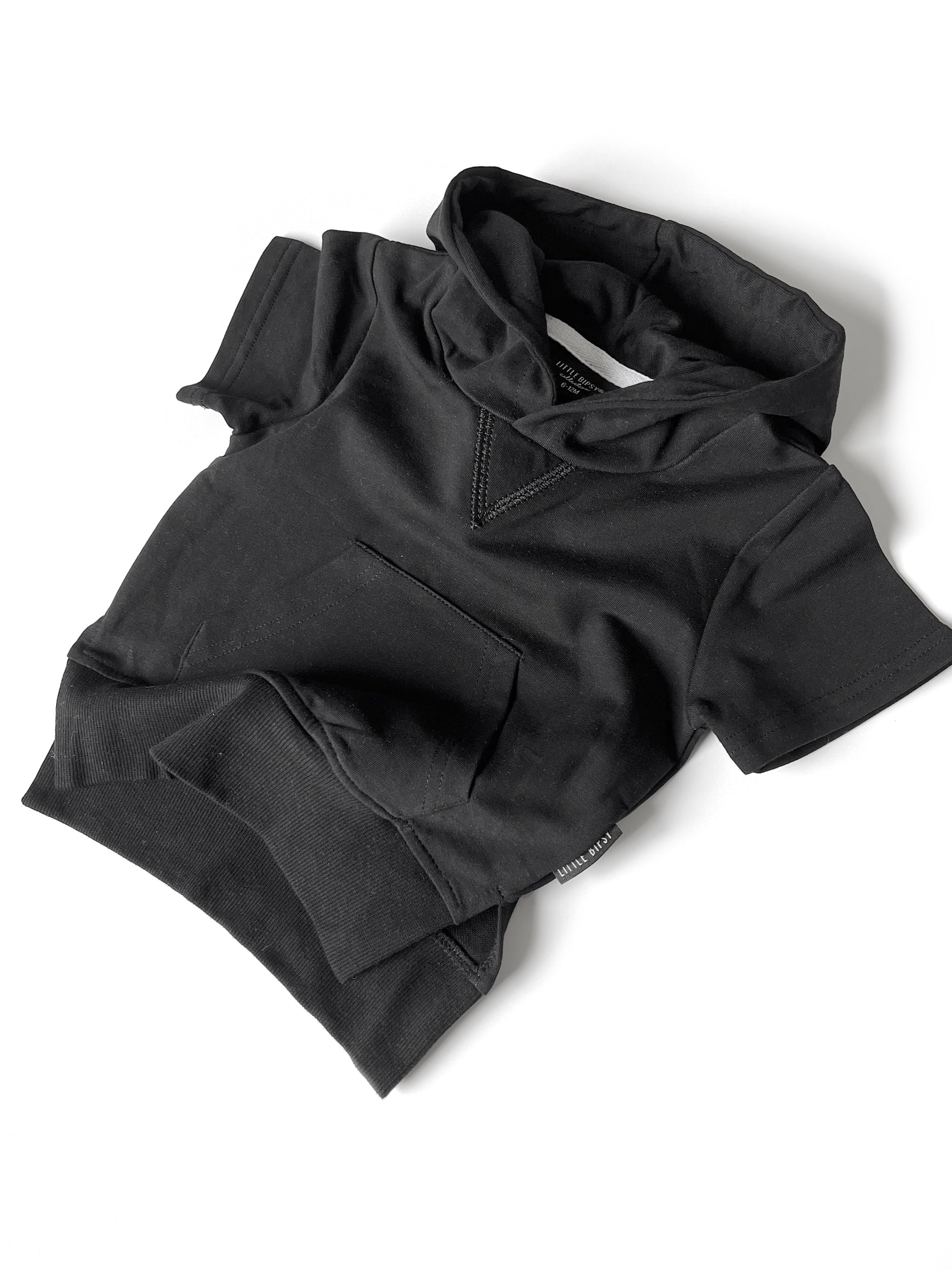 Short Sleeve Hoodie - Black - Little Bipsy Collection