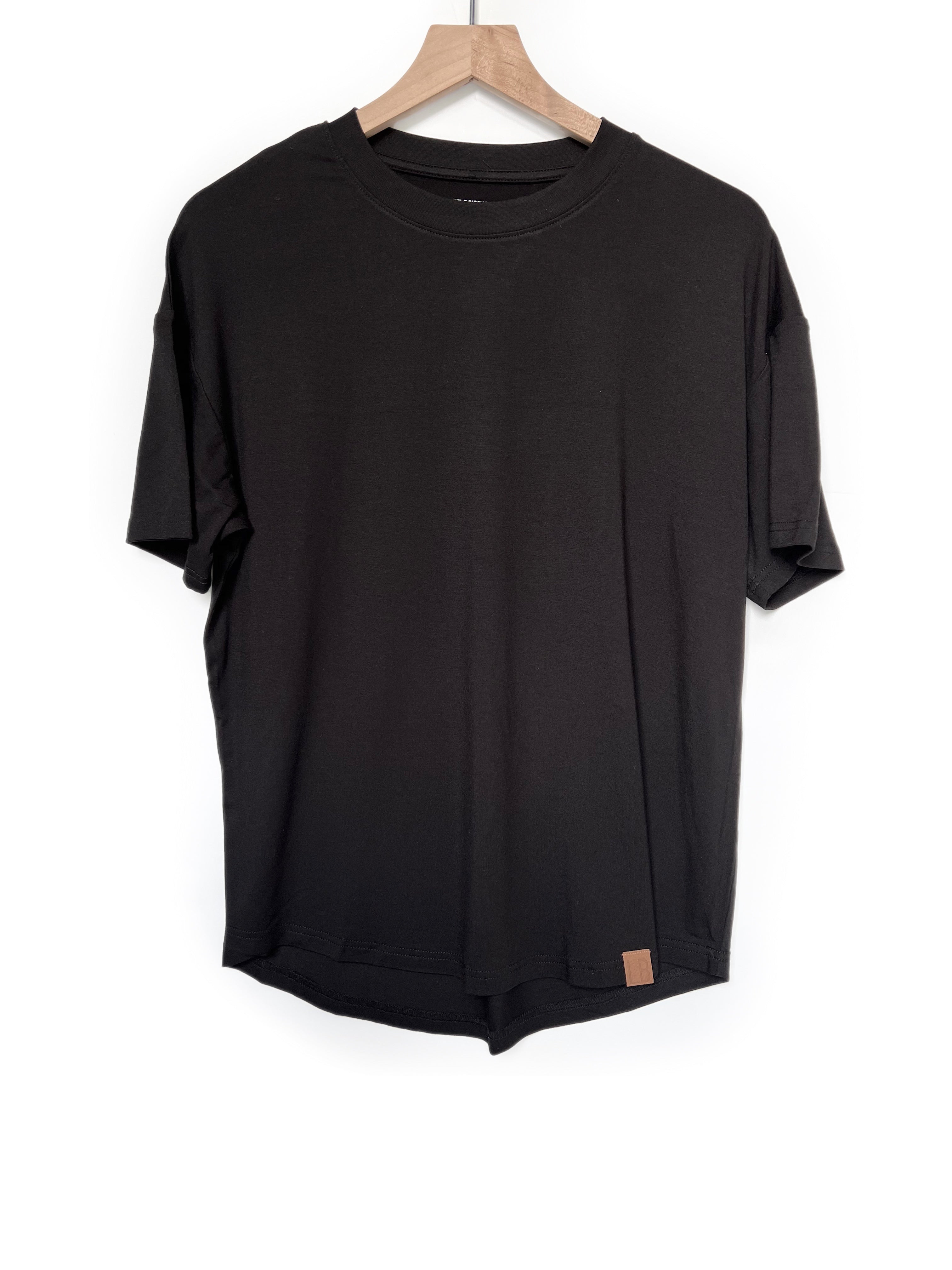 Adult oversized bamboo tee. Black