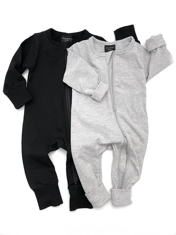 2-Way Zip Romper - Grey