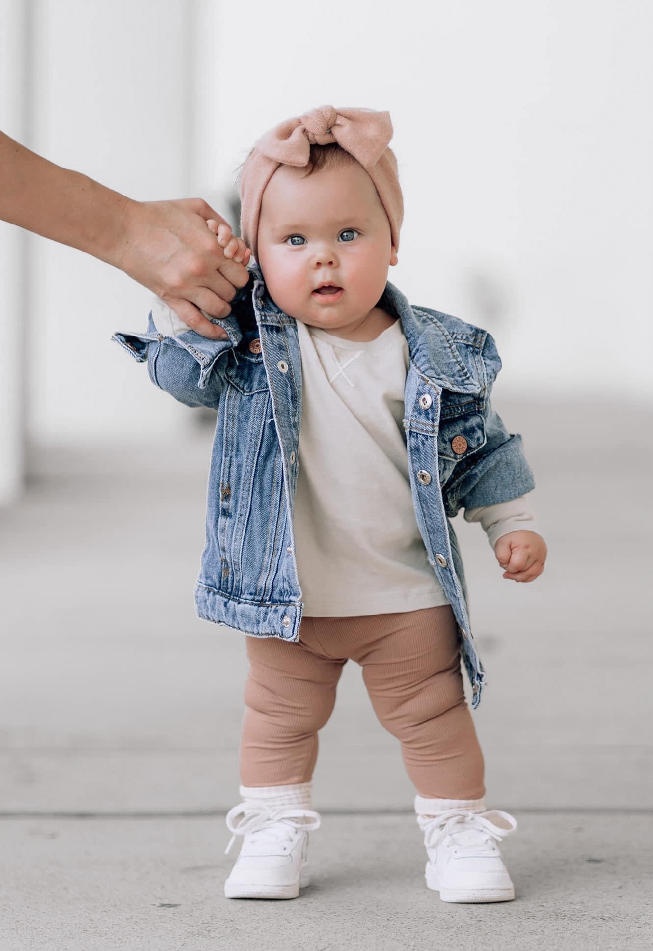 baby trendy outfit with kids denim jacket