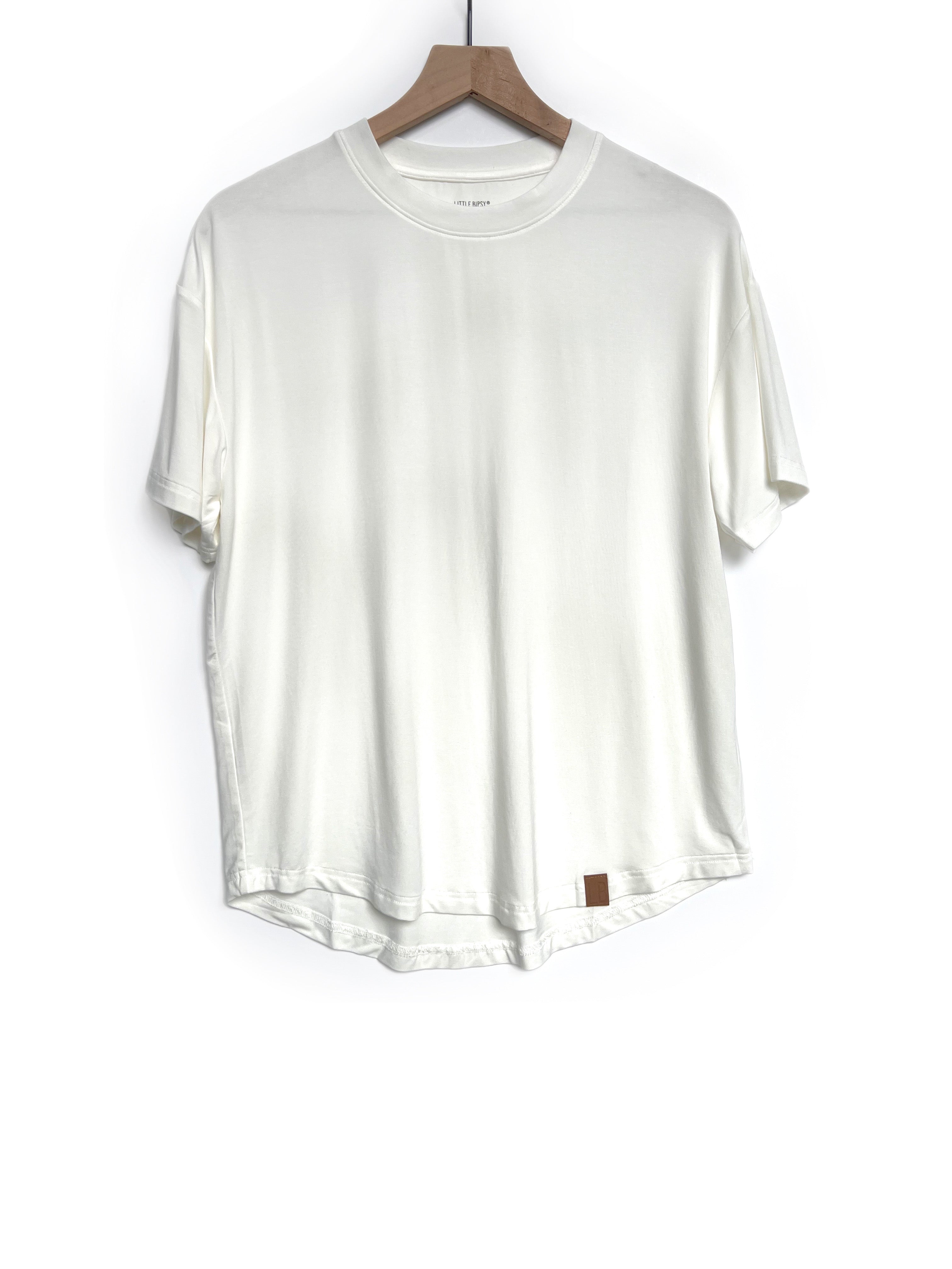 White bamboo tee. Adult