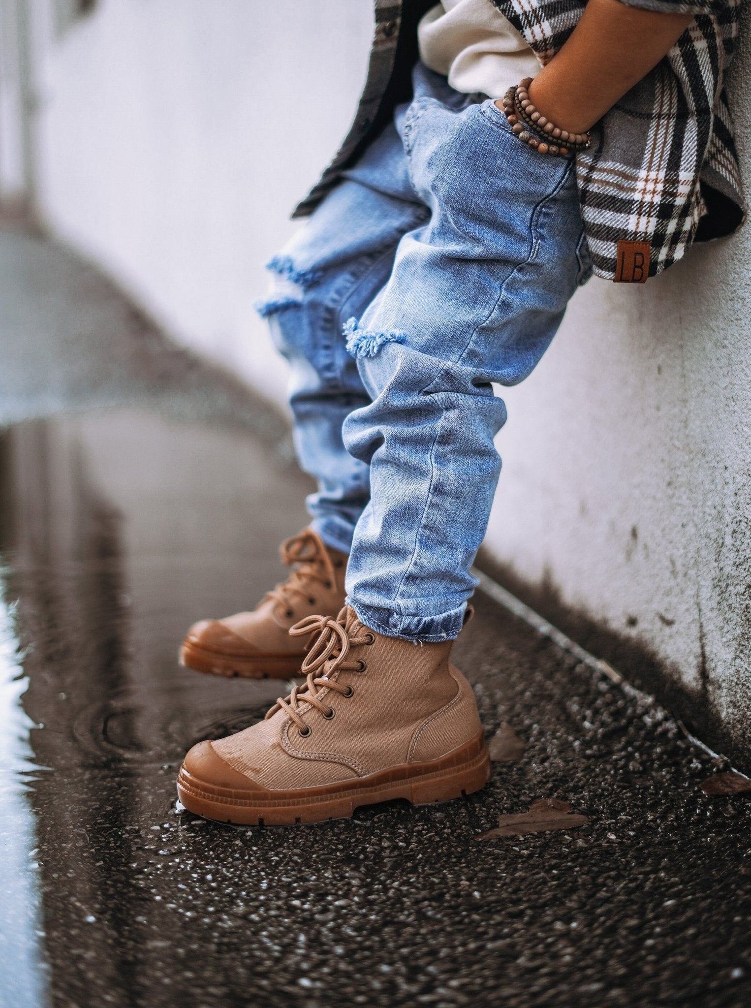 Relaxed Fit Distressed Denim - Little Bipsy